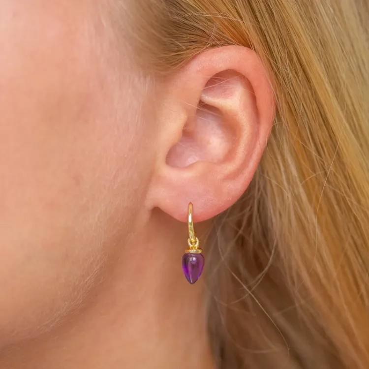 paarse amethist oorbellen in verguld zilver - Loom Stones