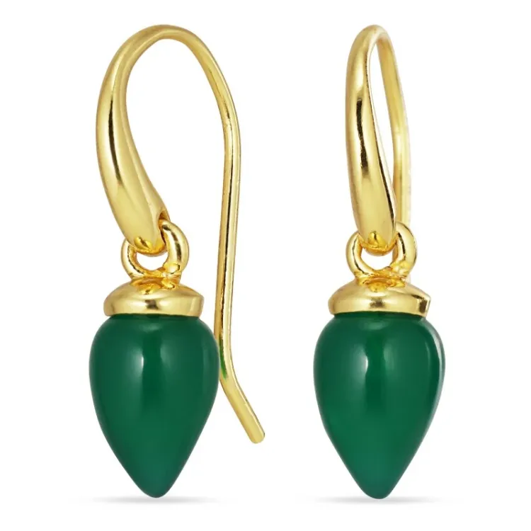 groen kristal oorbellen in verguld zilver - Loom Stones