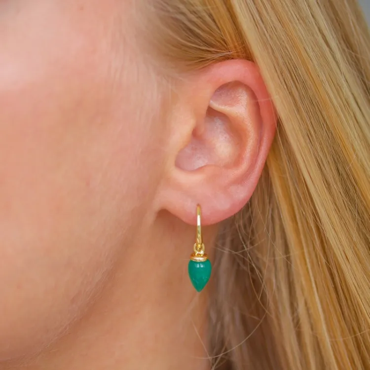 groen kristal oorbellen in verguld zilver - Loom Stones