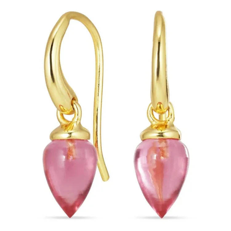 pink kristal oorbellen in verguld zilver - Loom Stones