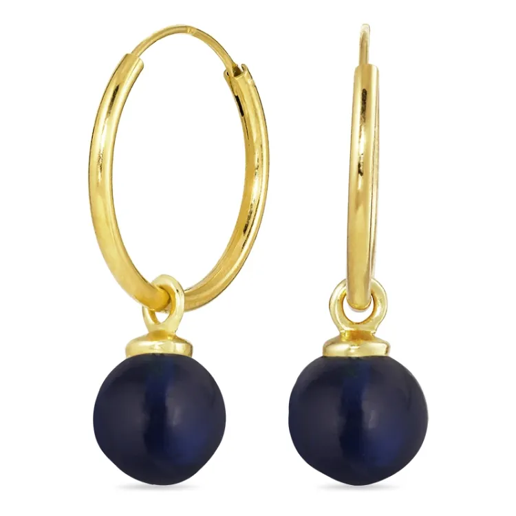 18 mm synthetisch blauwe saffier creool in verguld zilver
