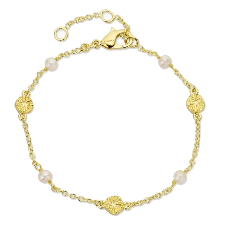 parel armband in verguld messing