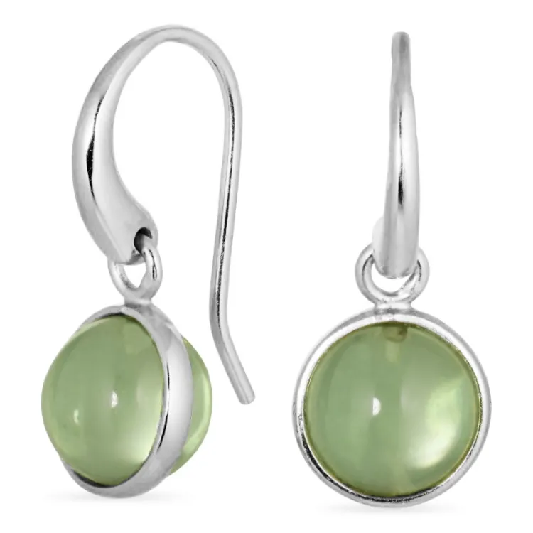 rond lichtgroene kristal oorbellen in verzilverd messing - Loom Stones