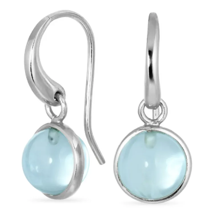 rond blauwe kristal oorbellen in verzilverd messing - Loom Stones
