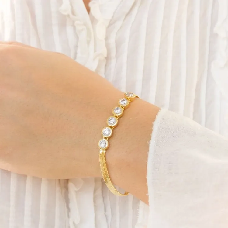 zirkoon armband in verguld messing - Eliné