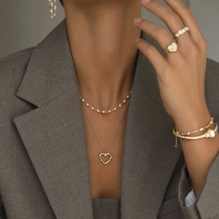 parel armband in verguld messing - Eliné