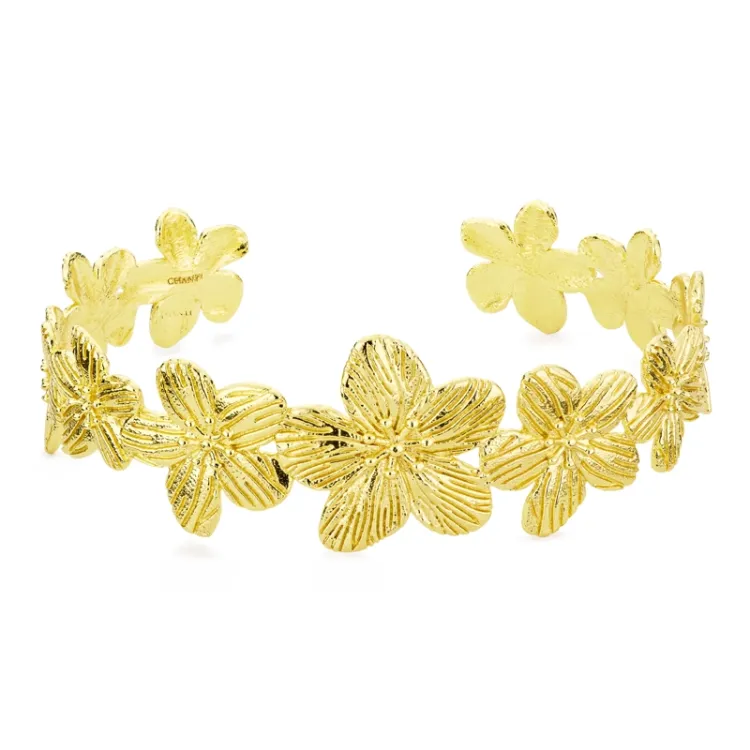 bloem armband in verguld messing - Eliné