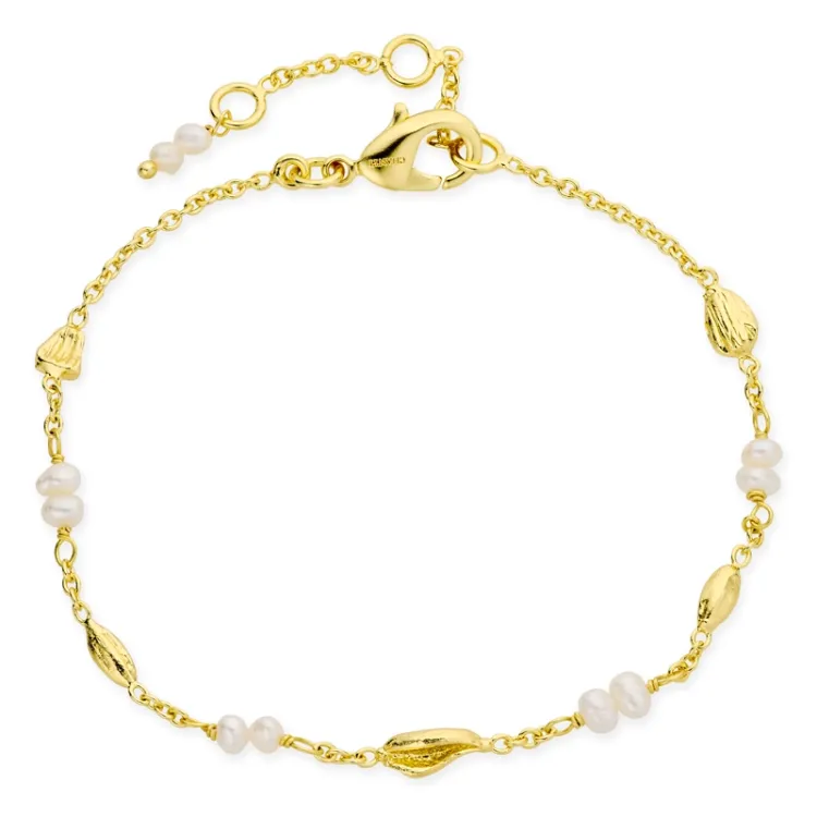 parel armband in verguld messing - Eliné