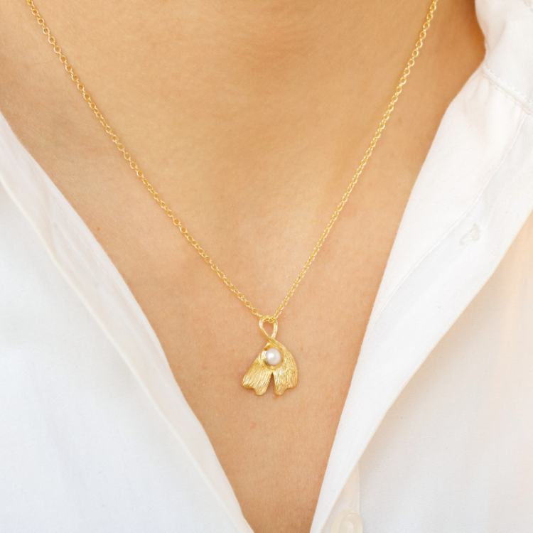 parel ketting in verguld messing - Eliné