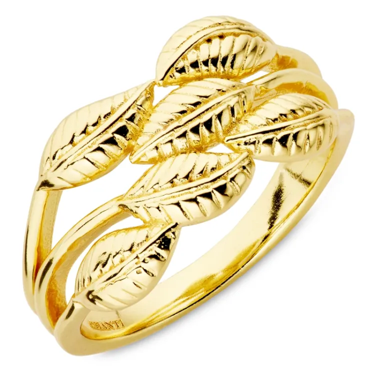 blad ring in verguld messing - Eliné