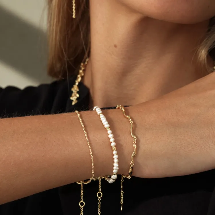 parel armband in verguld messing - Eliné