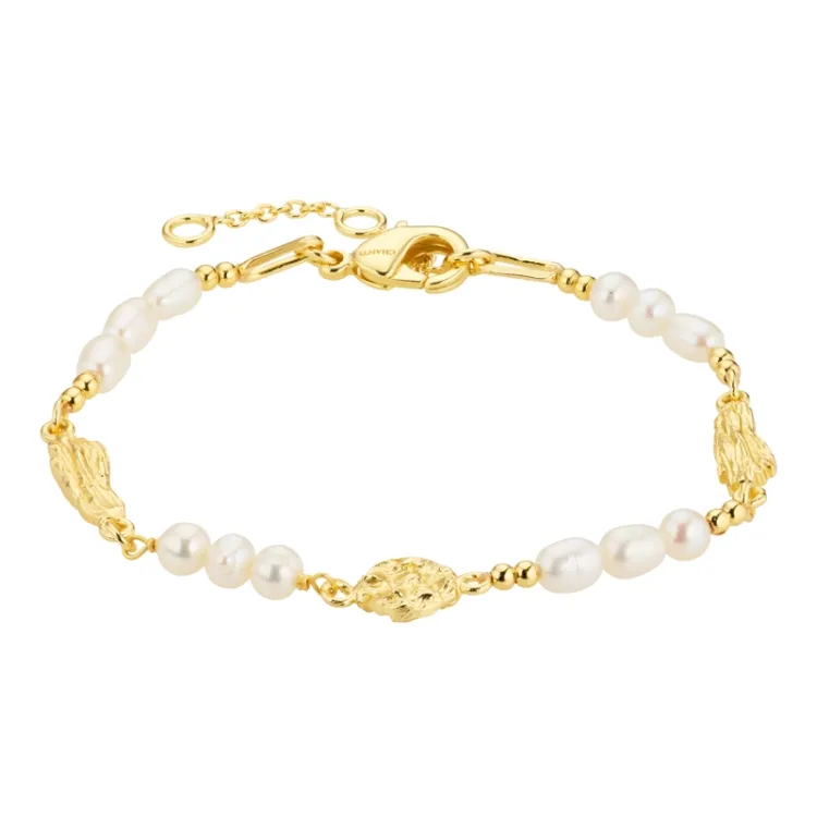 parel armband in verguld messing - Eliné