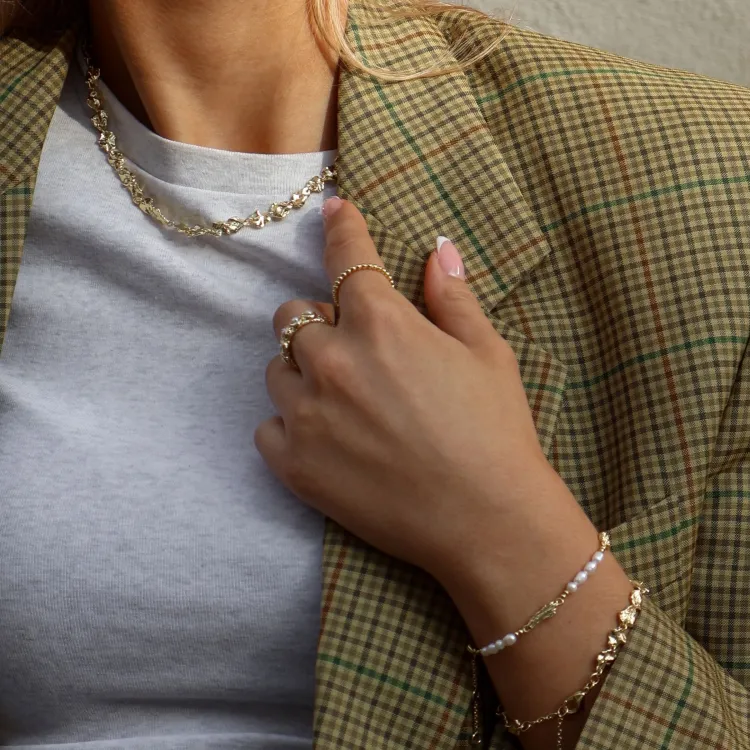 parel armband in verguld messing - Eliné