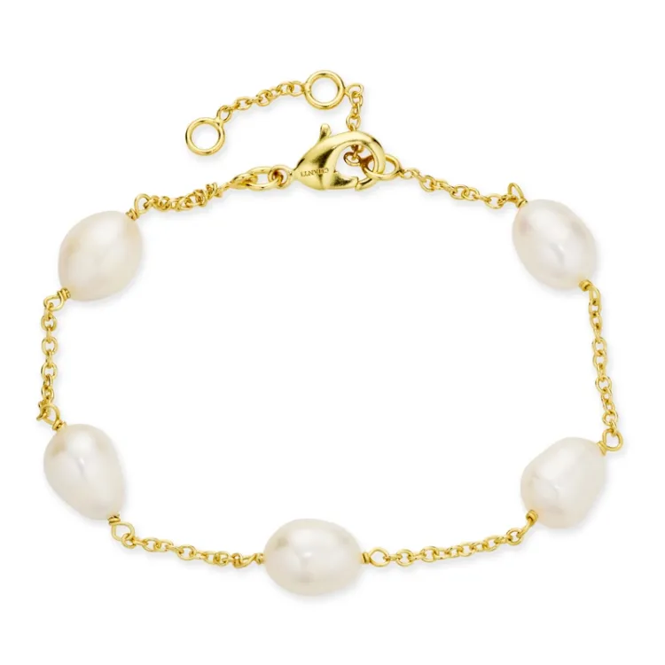 parel armband in verguld messing - Eliné