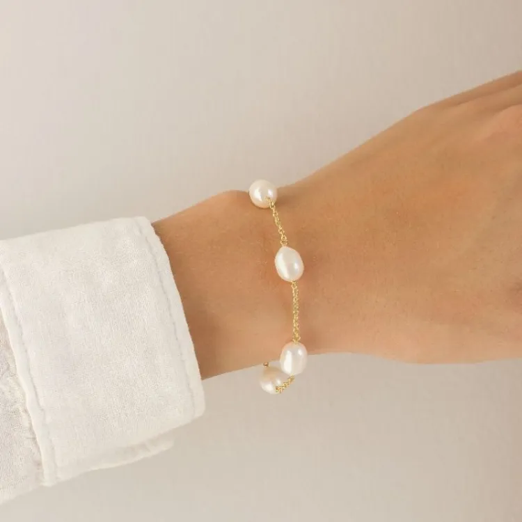 parel armband in verguld messing - Eliné