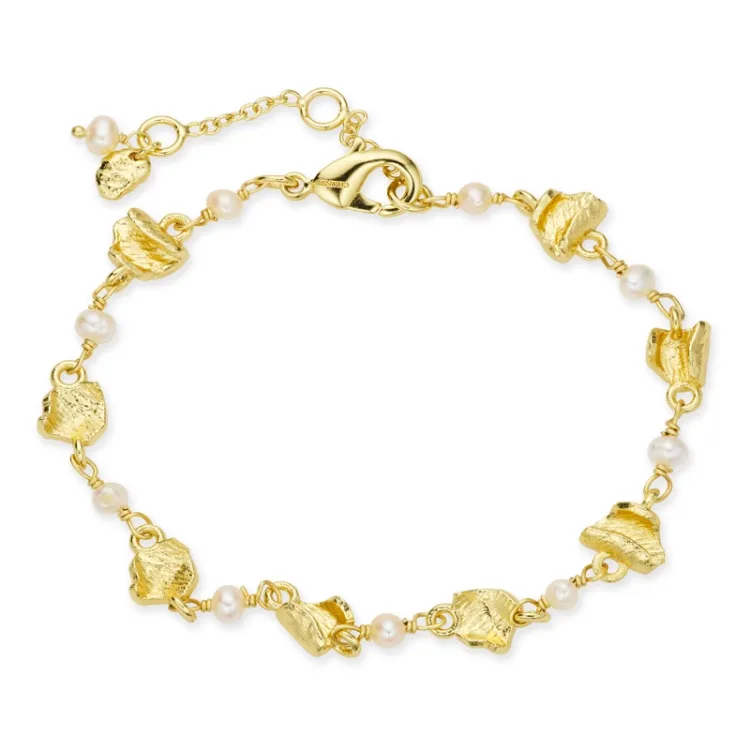 parel armband in verguld messing - Eliné