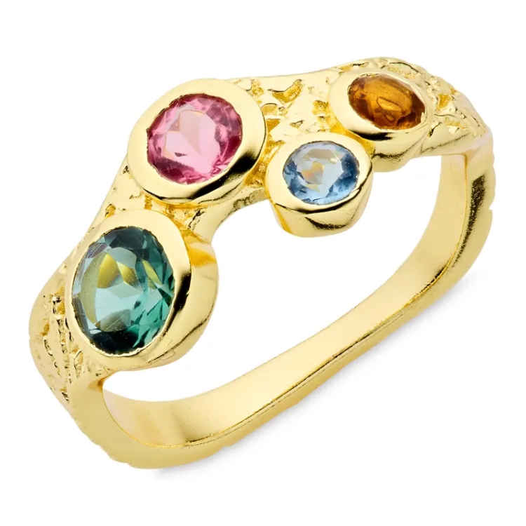 veelkleurig ring in verguld messing - Eliné