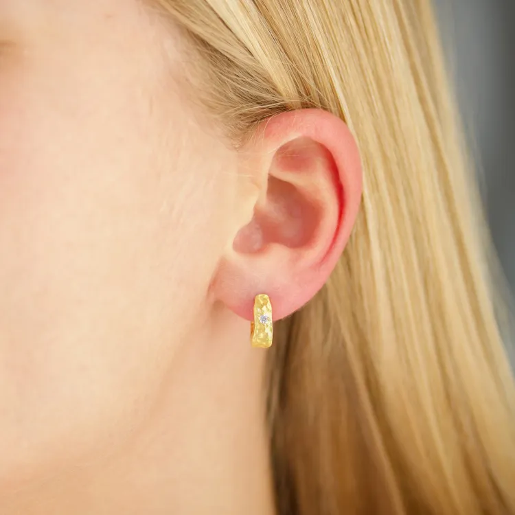 12 mm zirkoon creool in verguld messing - Eliné