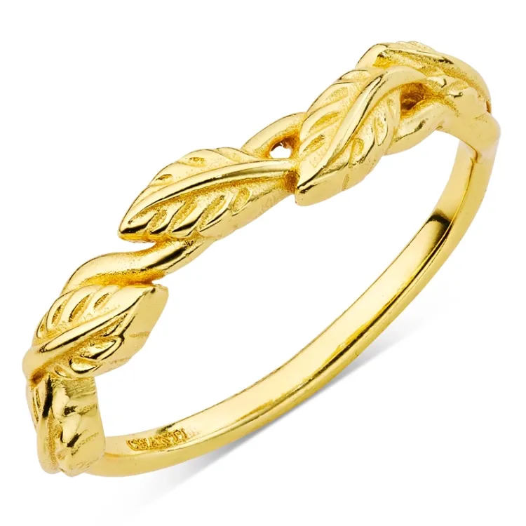 blad ring in verguld messing