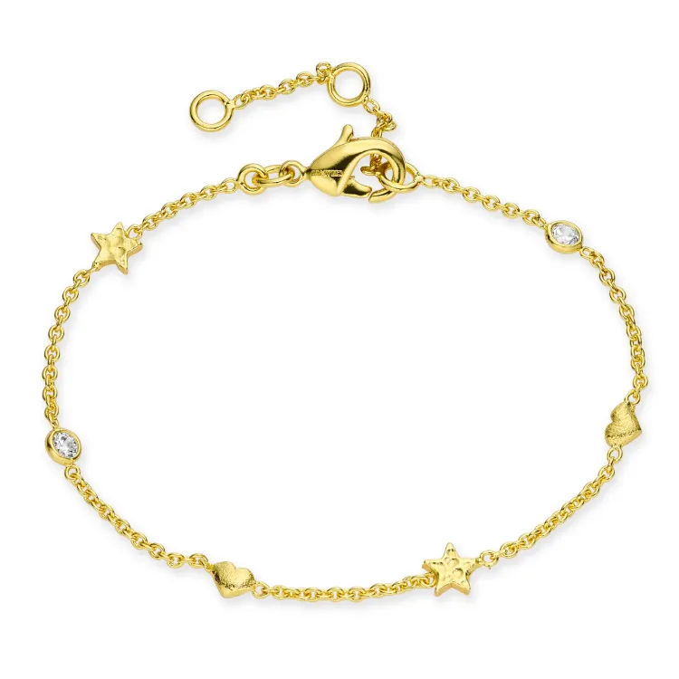 hart ster zirkoon armband in verguld messing - Eliné