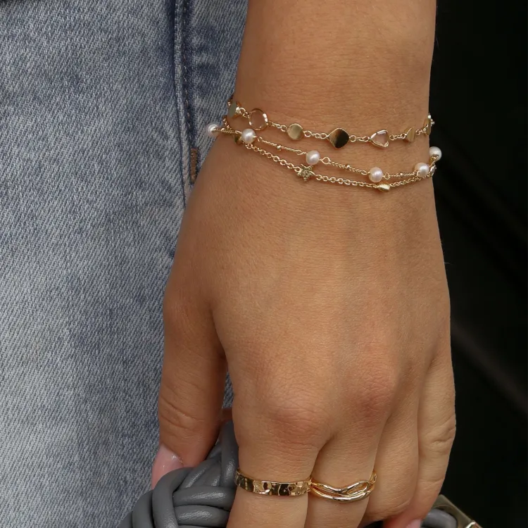 parel armband in verguld messing - Eliné