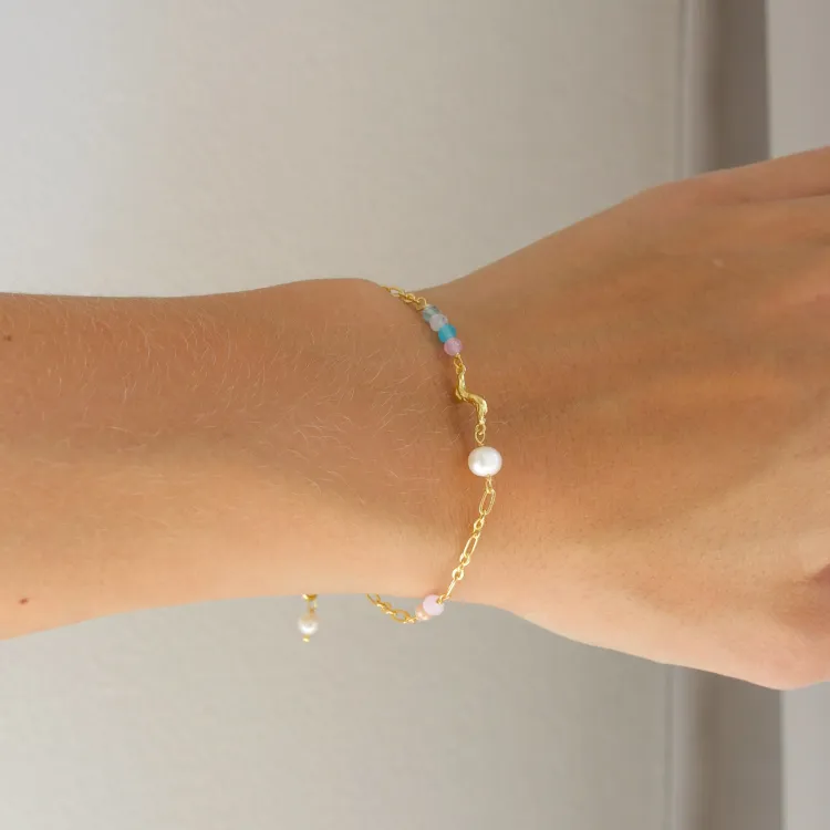 veelkleurig armband in verguld messing - Eliné