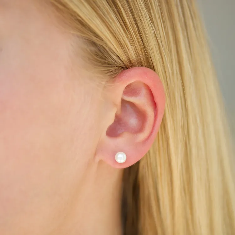 5 mm parel oorsteker in verzilverd messing - Eliné