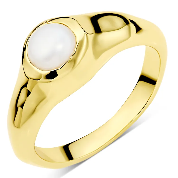 synthetische parel ring in verguld messing - Eliné