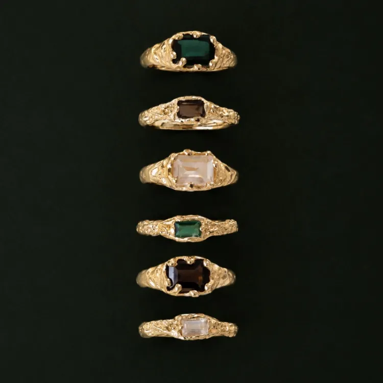 kwarts ring in verguld messing - Eliné