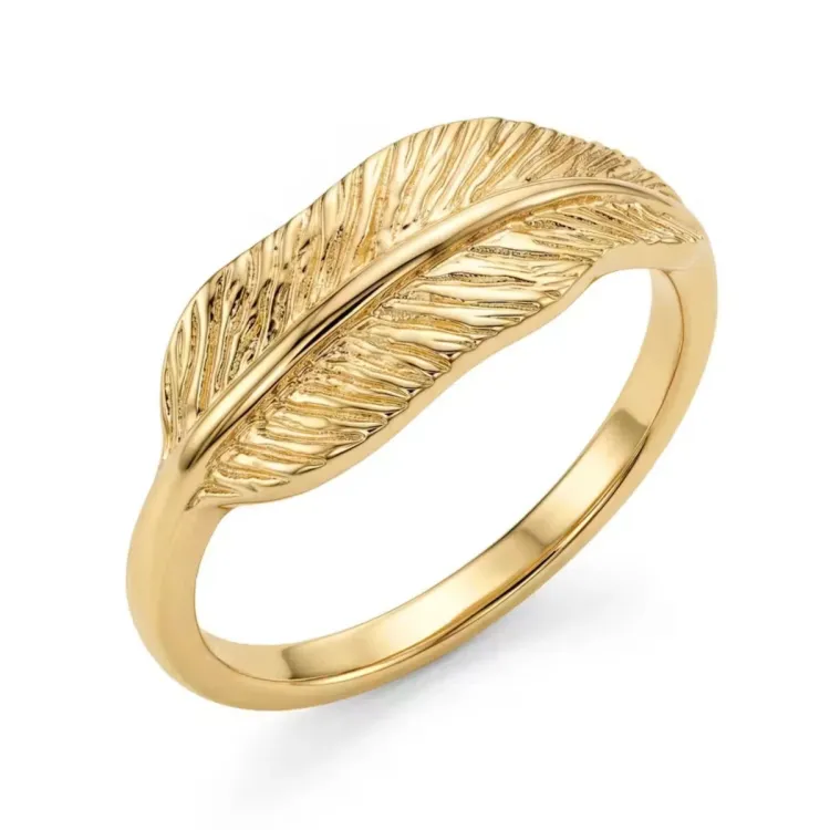 blad ring in verguld messing - Pure Nature