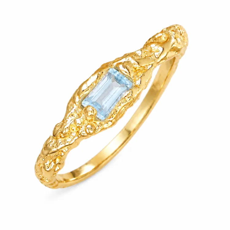 donkerblauw kristal ring in verguld messing - Eliné