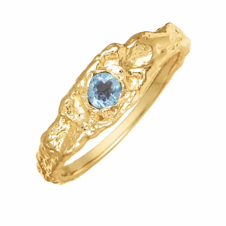 donkerblauw kristal ring in verguld messing - Eliné