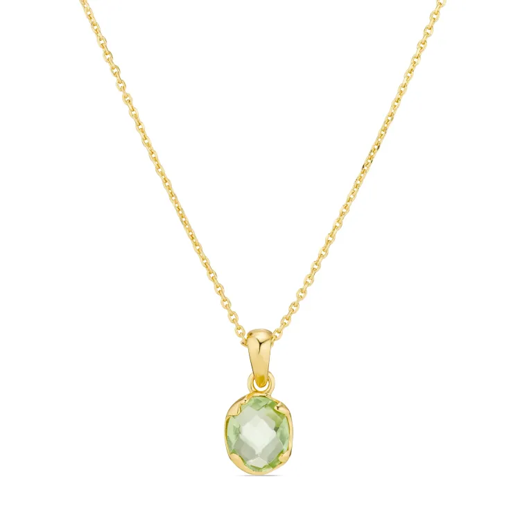 lichtgroene kristal ketting met hanger in verguld messing - Eliné