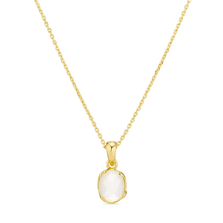 maansteen ketting met hanger in verguld messing - Eliné