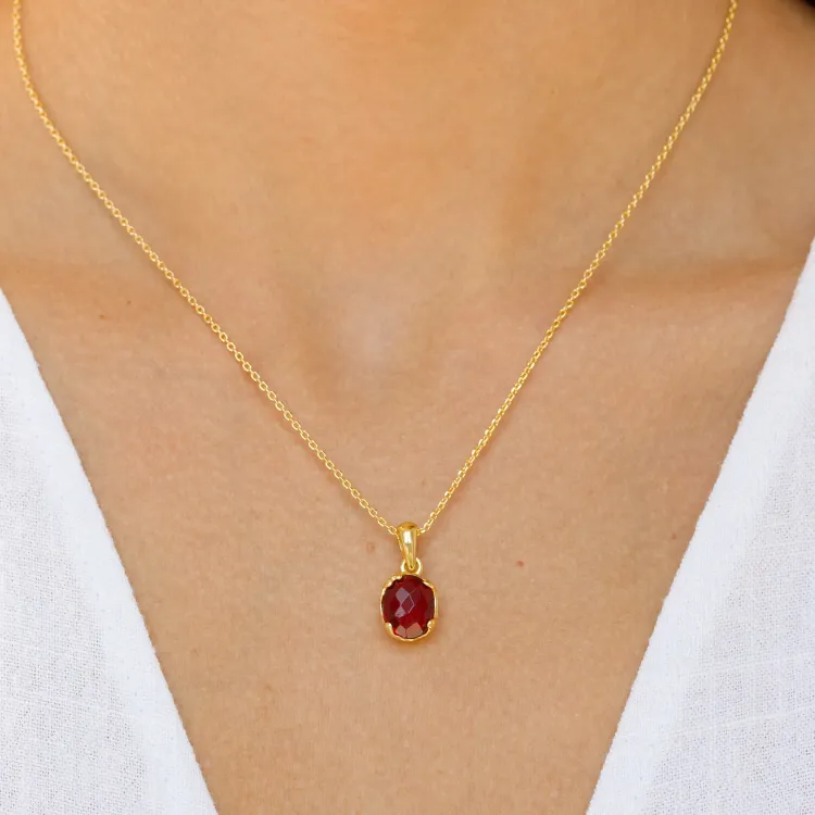 granaat ketting met hanger in verguld messing - Eliné