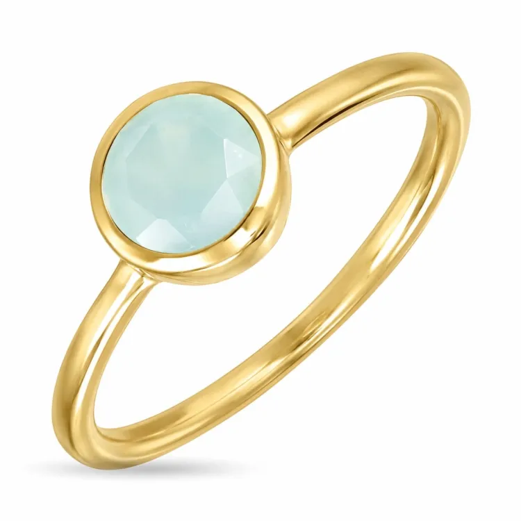 aqua kristal ring in verguld messing - Loom Stones