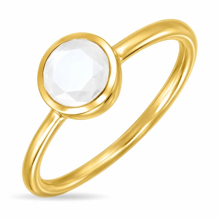 maansteen ring in verguld messing - Loom Stones