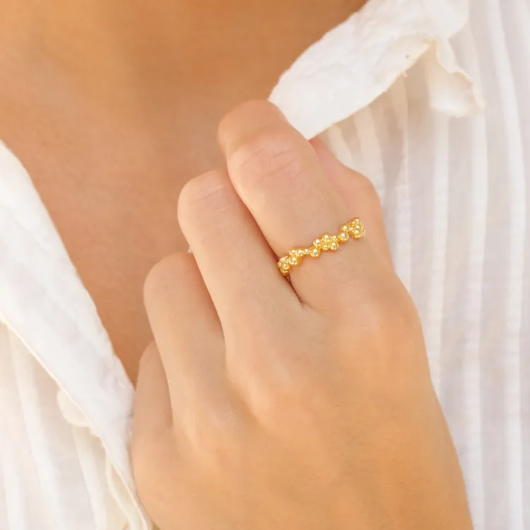 bolletje ring in verguld messing - Bubbly Pure