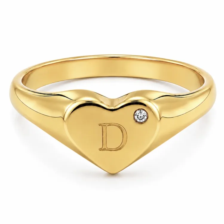 letter d zirkoon ring in verguld messing