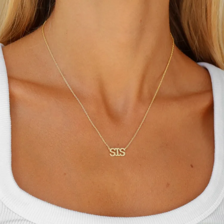 sister ketting in verguld messing - Eliné