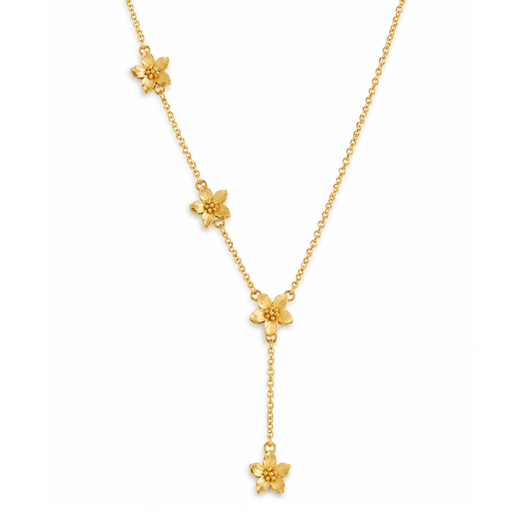 bloem ketting in verguld messing - Eliné