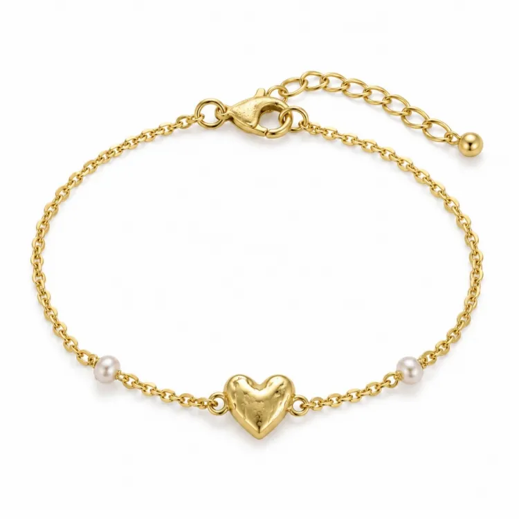 hart parel armband in verguld messing - Eliné