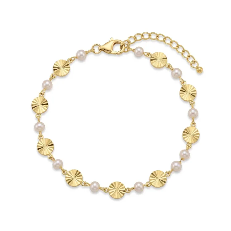 parel armband in verguld messing - Eliné