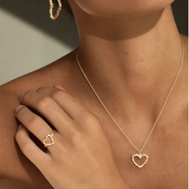 hart ketting in verguld messing - Eliné