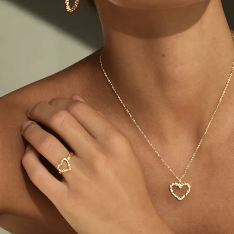 hart ketting in verguld messing - Eliné