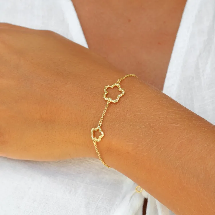 bloem armband in verguld messing - Eliné