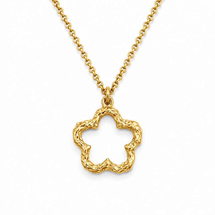 bloem ketting in verguld messing - Eliné