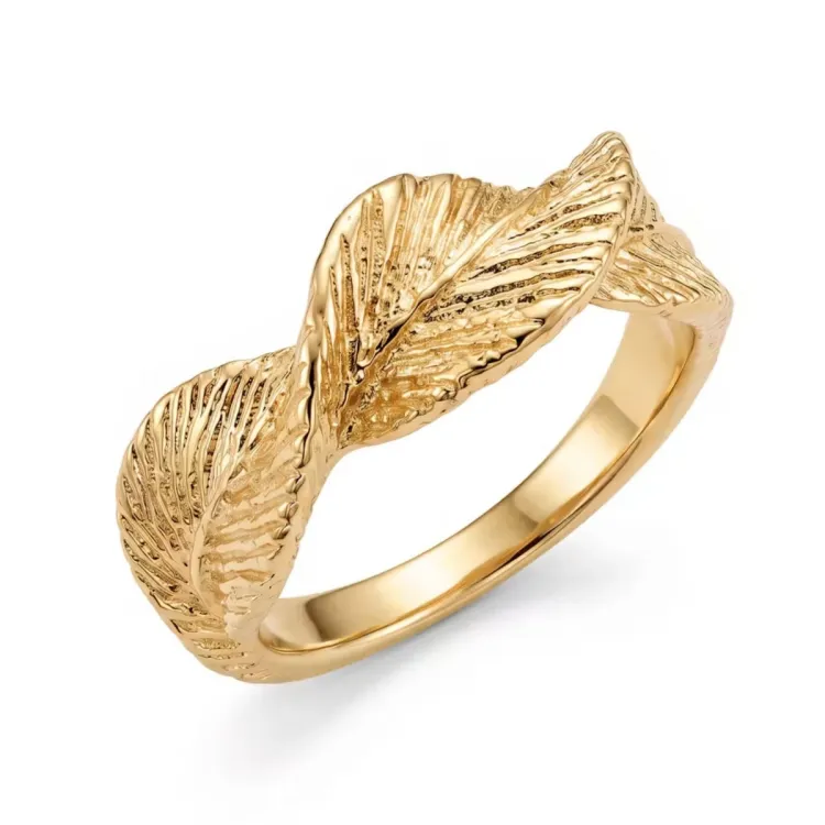 blad ring in verguld messing - Pure Nature