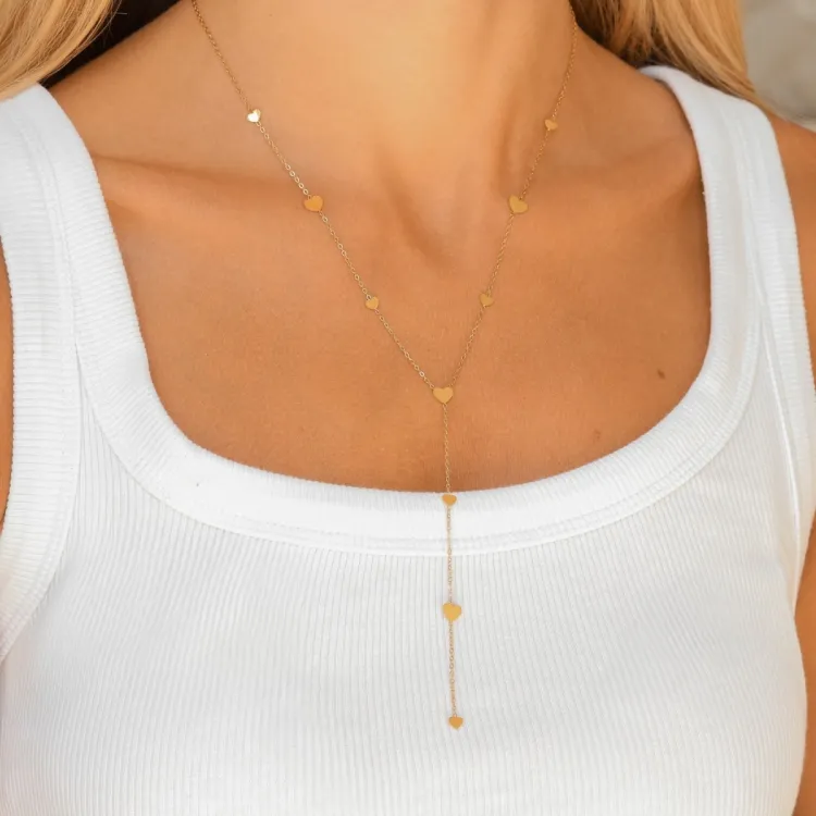 waterproof hart Y-ketting in verguld staal - OCEANA