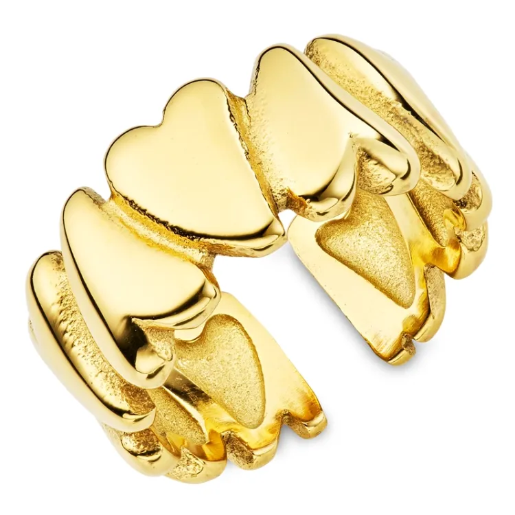 waterproof hart ring in verguld staal - OCEANA
